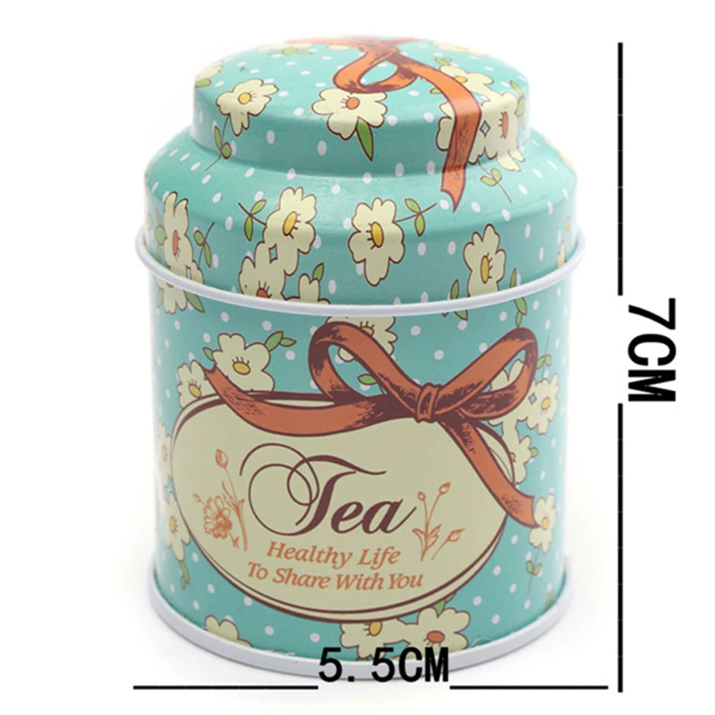 

1PC Hot Sale Flower Design Metal Sugar Coffee Tea Tin Jar Container Random Color Candy Sealed Cans Box
