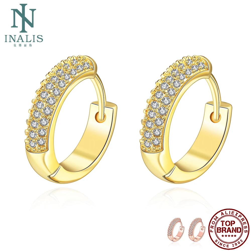 

INALIS 2 Colors Earrings For Women Pretty Cubic Zirconia Copper Hoop Earring Classic Female Fashion Jewelry Anniversary Gift
