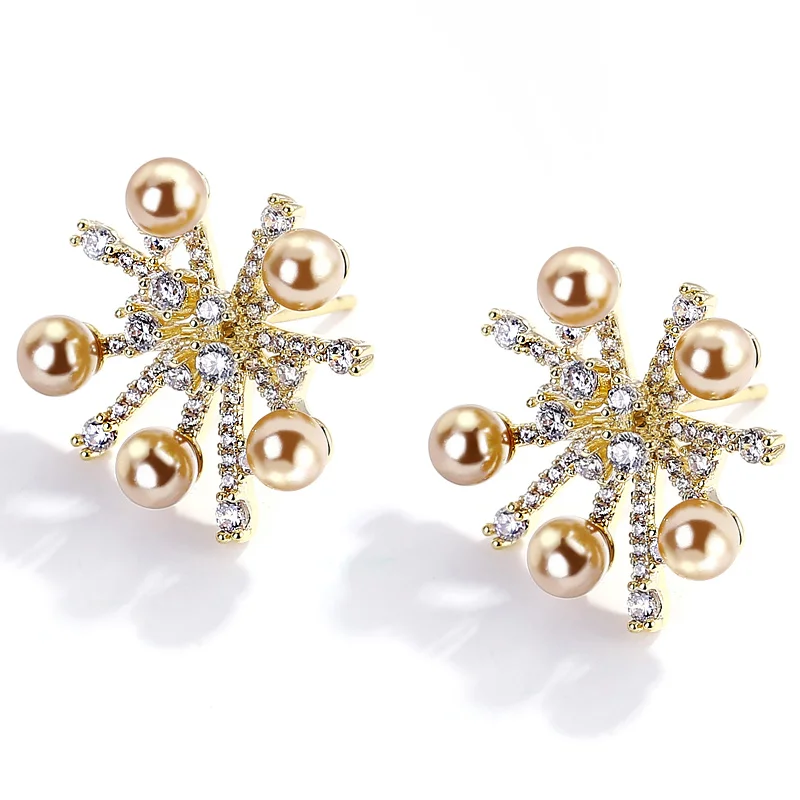 

New Fashion Ladies Crystal Snowflake Earring Bijoux Splinter Stud Earrings For Women Wedding Jewelry Earrings Wholesale