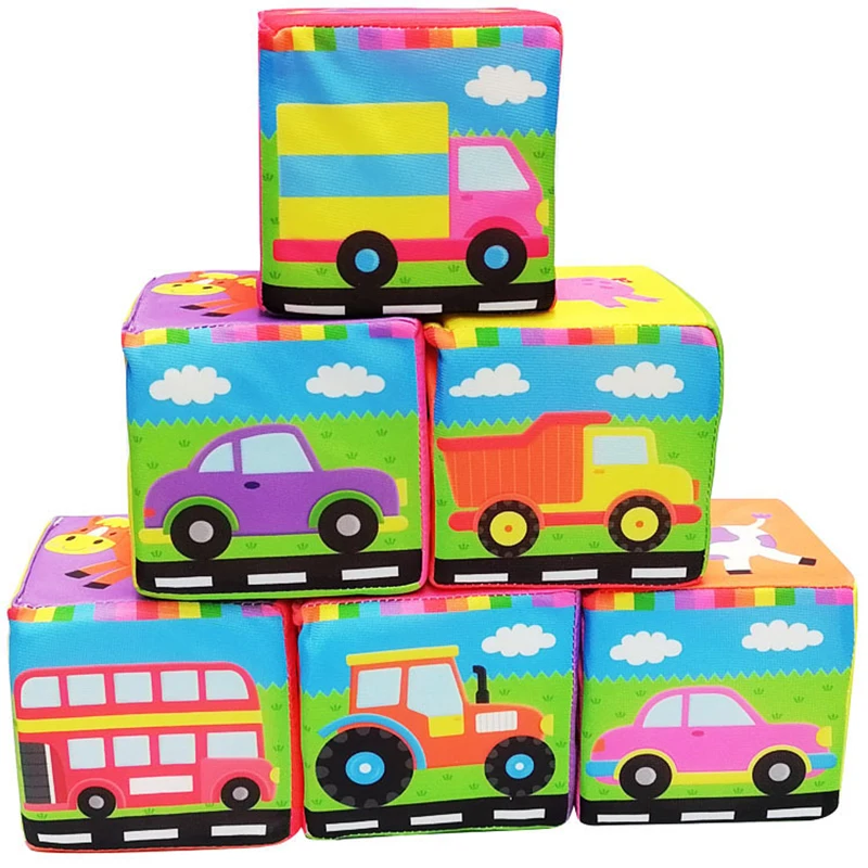6 PCS Cloth Building Blocks New Infant Baby Doll Soft Rattle Early Educational Toy Plush Set Cube | Игрушки и хобби