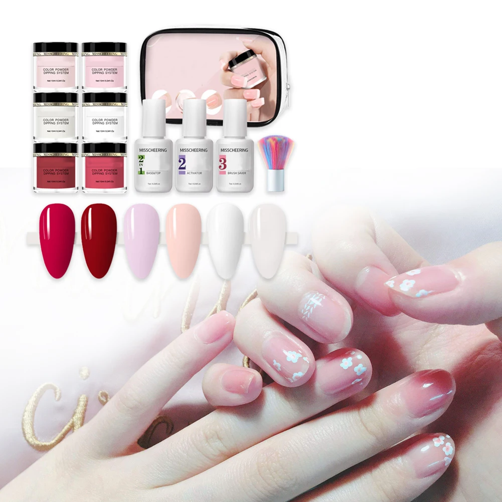 

Chrome Pigment Portable Glitter Natural Polish Nail Art Shining Dipping Powder Set Fast Dry Salon Manicure Tool Home DIY