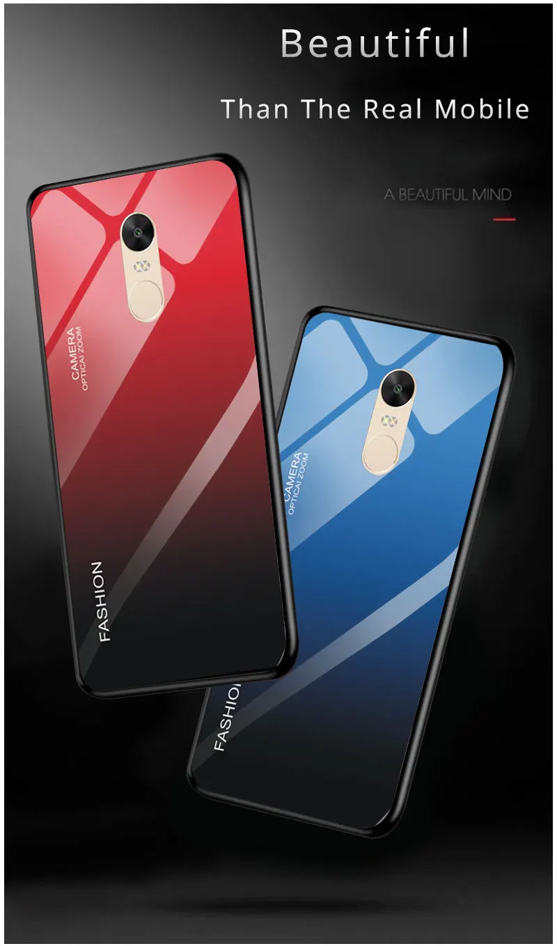 Градиентный телефонный чехол для Redmi Note 4x закаленное Стекло чехол для Xiaomi Redmi Note 4 глобальная версия защищают заднюю крышку Чехлы-бамперы