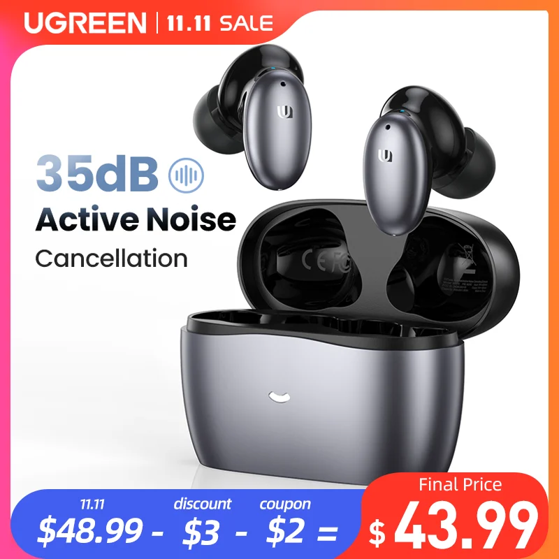 

NEWUGREEN HiTune X6 Wireless Headphones Bluetooth 5.1 Earphones TWS Earbuds ANC 35dB Hybrid Active Noise Cancellation 6 Mics