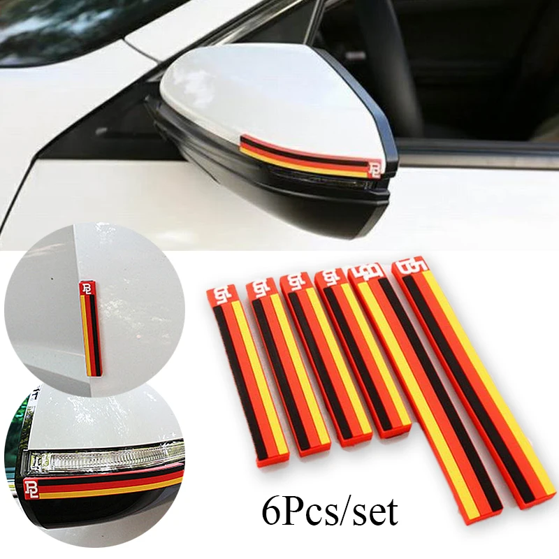 

6pcs/set Universal Auto Bumper Strips Flag Anti-rub Anti-collision Silica Gel Car Door Cratch Protector Trim Rearview Mirror