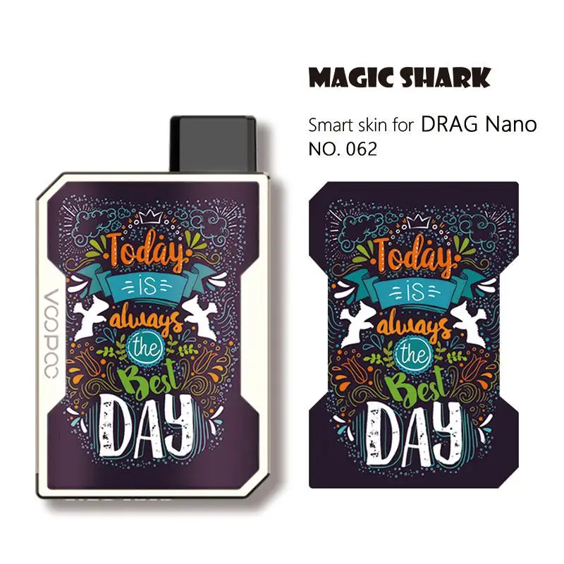 Магическая Акула мода мотоцикл армейский лист сотовый Череп ПВХ Vape Pod чехол наклейка кожи пленка для Voopoo Drag Nano - Цвет: 062