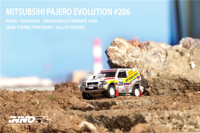 

INNO-MODEL 1:64 MITSUBISHI PAJERO EVO #206 OFF ROAD Paris Granada Dakar 1998 Winner Inno64 Model Car
