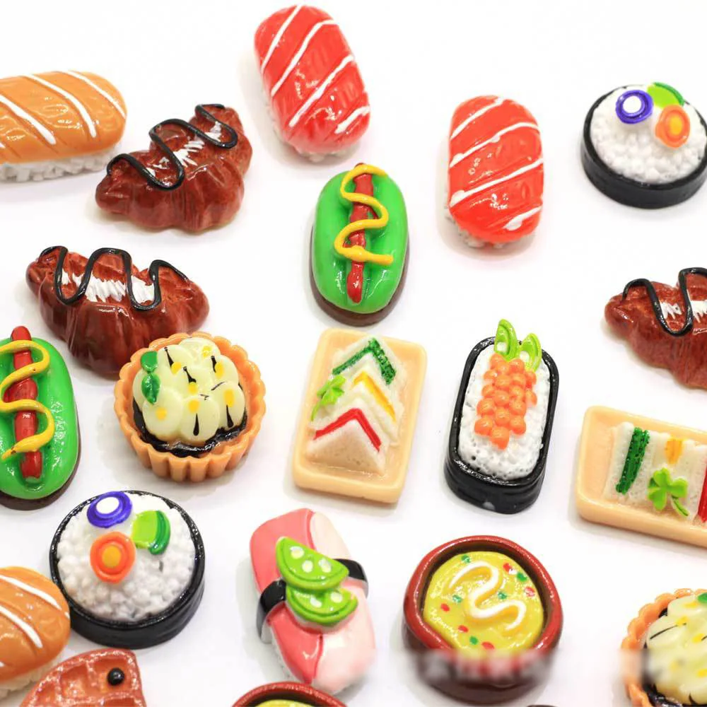 

10Pcs Kawaii Simulation Western Food Flatback Resin Cabochon DIY Scrapbook Hair Bows Center Embellishments Craft Mini Play Toys