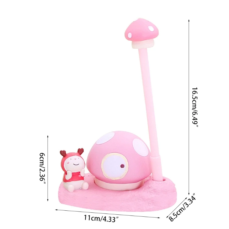 

Cute Cactus Mushroom Pen Holder with LED Light Resin Desktop Ornaments Decoration Stationery School Office Supplies