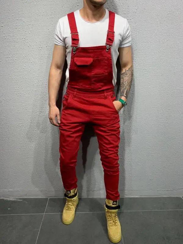 Новые Брюки Джинсы Para Hombre комбинезон хип хоп Calsas мужские узкие джинсы Fit джинсовый комбинезон мужской сплошной цвет Peto Vaquero Hombre