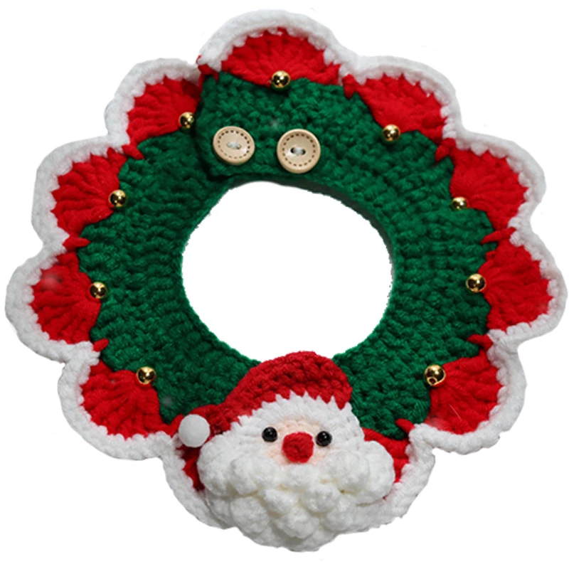 

Puppy Decoration Cat Accessories for New Year Wool Handmade Cat Collar for Chritmas Santa Clause Dog Necklace Knited Pet Bandana