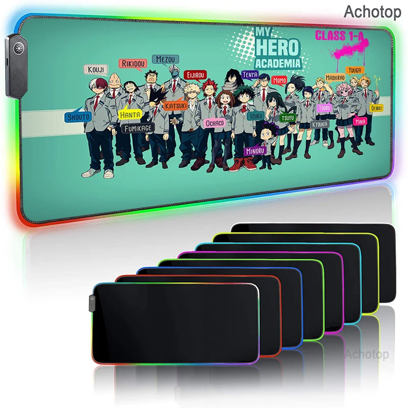 

My Hero Academia Mouse Pad Gaming Accessories Computer RGB 7 Colour Speed Mini PC Keyboard Desk Play Mat With Backlit Mousepad