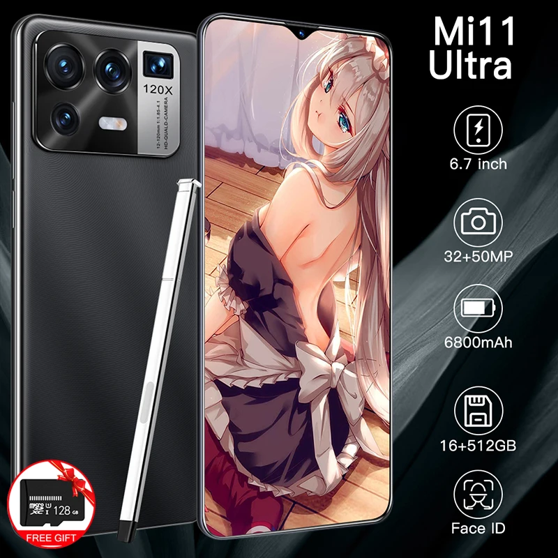 

Hot Sell Real 6.7 Inch Mi11 Ultra 5G 6800mAh 16+512GB 16MP+32MP MTK6889 10 Core Android 11.0 Newest Listed Global Smartphones