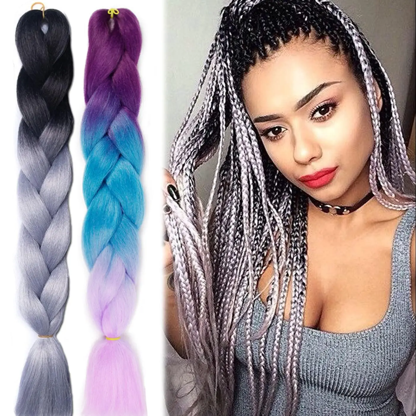 

Black Star Hair Ombre Jumbo Braiding Hair Extensions 24inch Twist Braids Synthetic Hair Fiber for Twist Braiding Hair Extension
