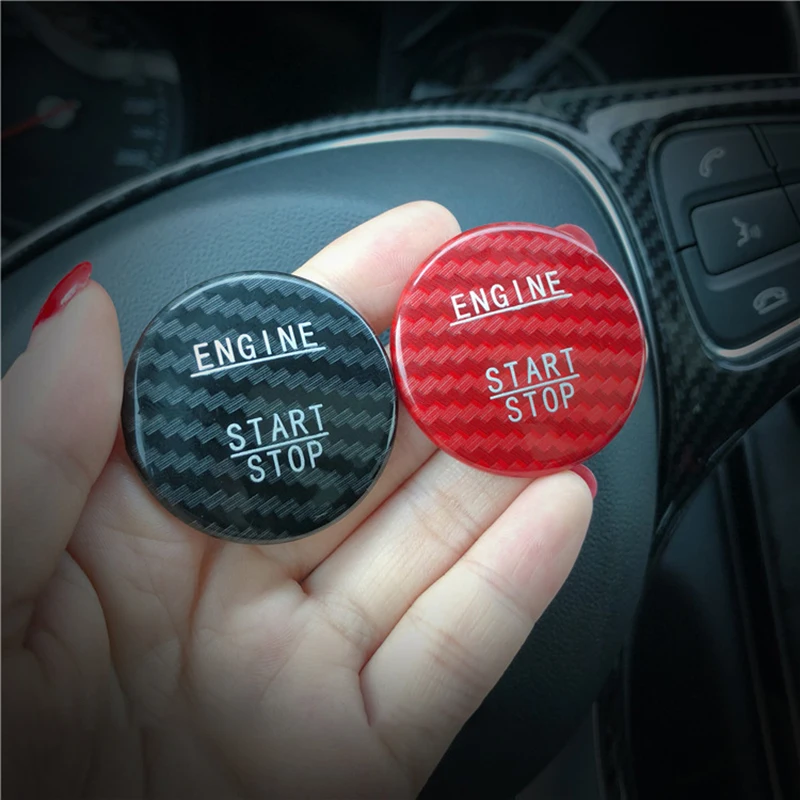 Наклейка на кнопку зажигания из углеродного волокна для автомобилей Mercedes Benz C-class