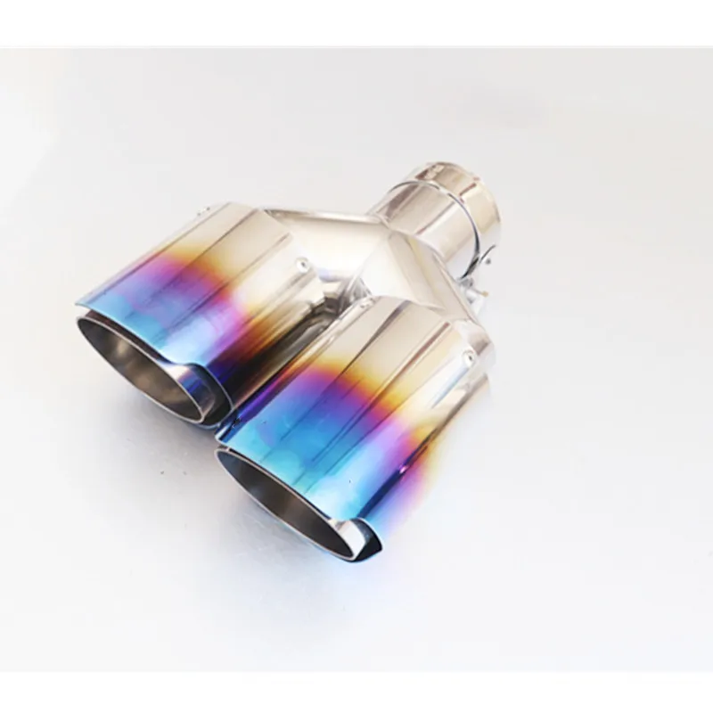 

Free Shipping: 1 Pair Y style stainless steel universal exhaust system Blue end pipe+car exhaust Dual tip