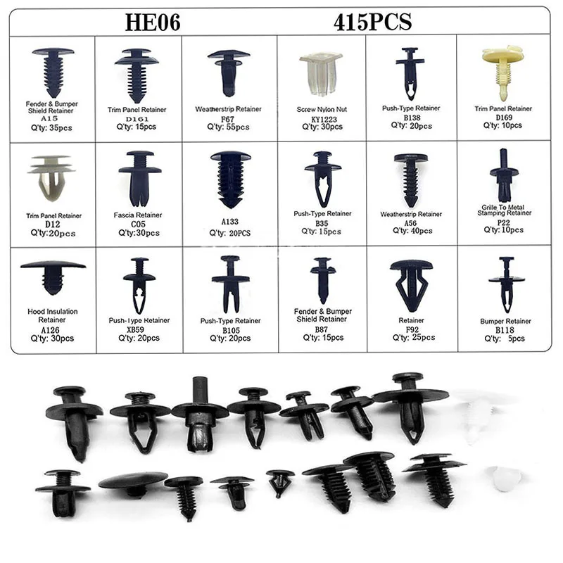 

415 Pieces Of Car Fastener Clips Car Fixing Kits Door Trim Clips Door Lining Decorative Bumpers Plastic Expansion Rivet Sets