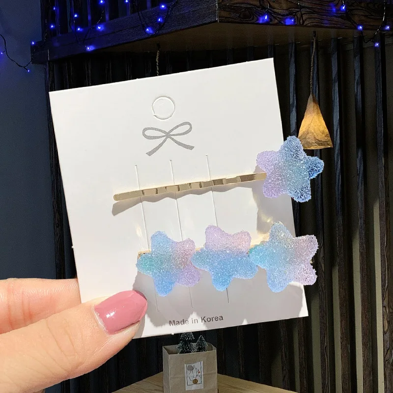 2 шт./компл. летняя заколка для волос милых девушек блестящие заколки со звездой и