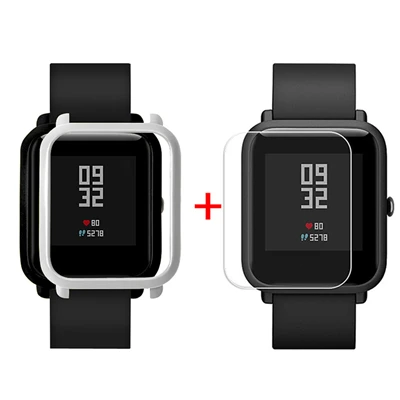Серебристый Защитный чехол-накладка для Huami Amazfit Bip Younth Watch с защитной пленкой для экрана, тонкая красочная рамка, корпус из поликарбоната, идеально подходит для S30 - Цвет: Серебристый