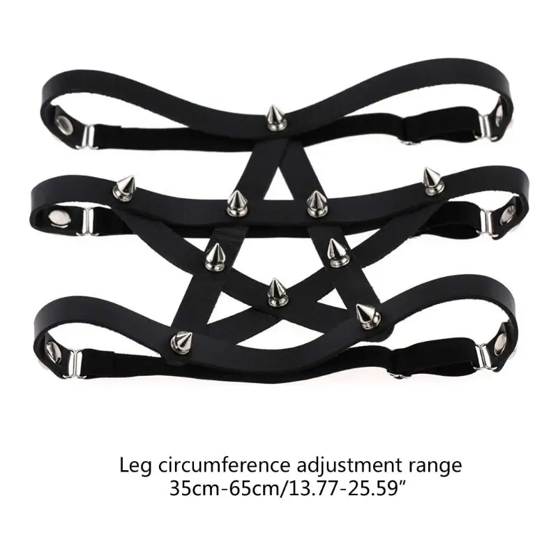 

Women Faux Leather Harajuku Leg Garter Anime Style Star Stud Thigh Ring