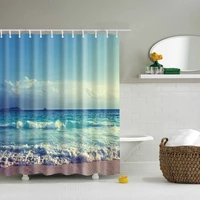 beautiful seaside scenic beach blue sky shower curtains frabic waterproof polyester bath bathroom curtain with hooks