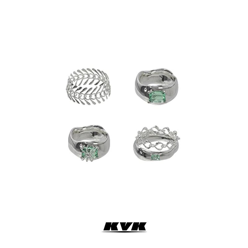 

KVK Ring Bone Combination 925 Silver Ring 2021 New Light Luxury Cold Style Couple Couple Rings Fashion Personality Ring Female