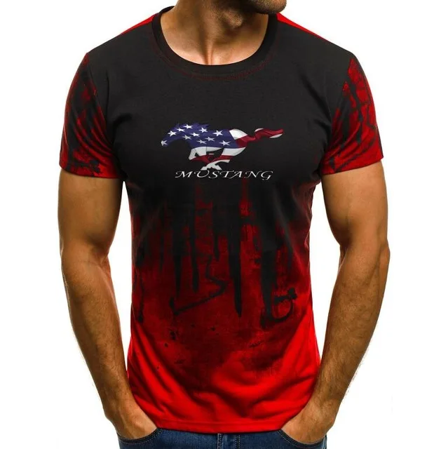U.s. Мужская футболка с принтом флага мустанга градиентного цвета дышащая мужская