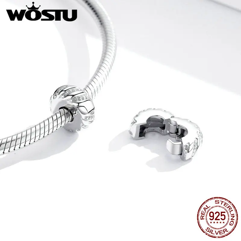 WOSTU 925 пробы серебряные шармы бусины обертывание циркониевые амулеты Бусины