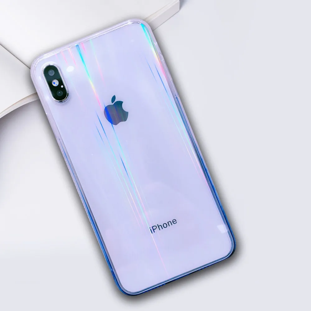 Роскошный стеклянный чехол для телефона Aurora Iphone X XR XS Max Cool HD прозрачный
