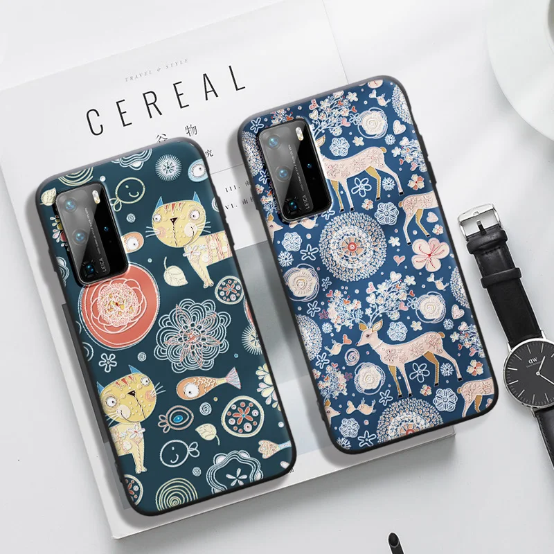 

3D Relief Cute Animal Soft Case For Huawei P9 P10 P20 P30 P40 P50 Plus 2019 5G 4G Pro Plus Matte Luxury Cartoon Shockproof Cover