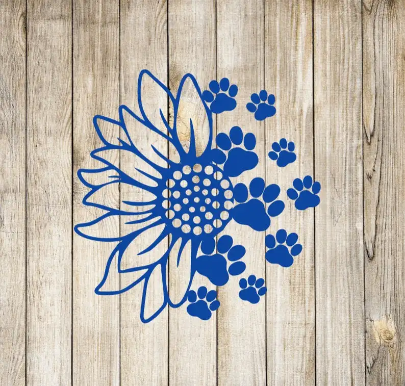 

Sunflower Dog Decal// Sunflower puppy print sticker