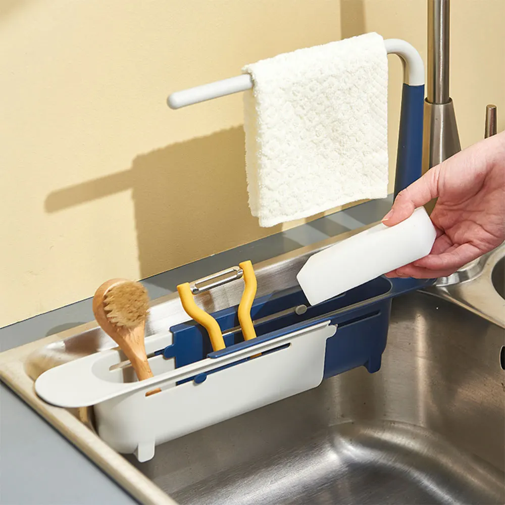 Telescopic Sink Shelf Kitchen Sinks Organizer Soap Sponge Holder Drain Rack Storage Basket Gadgets Accessories Tool | Дом и сад