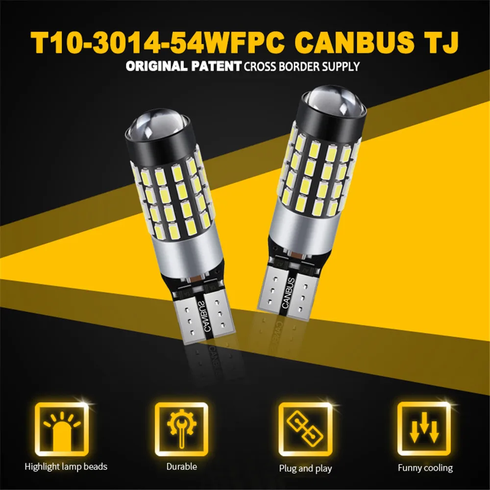 

2x High Power T10 194 920 912 921 168 LED Canbus Extreme Bright 54 SMD 3014 Chip Bulbs Car Parking Backup Reverse Wide Lights