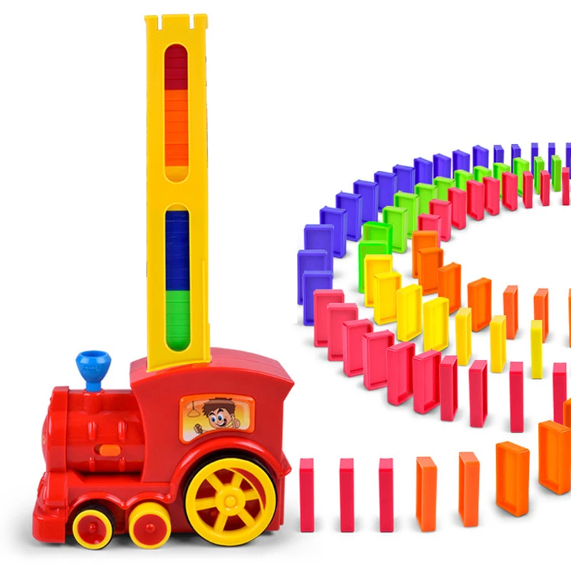 

ABS Plastic Domino Game Tren Dominos Blocks Colored Dominoes Train 63Pcs Educational Toys for Children Puzzles
