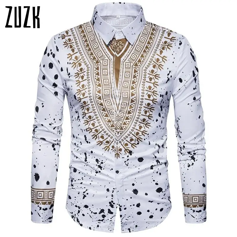 Европейская мода мужчины народном стиле цветочный 3D стерео рубашка с принтом