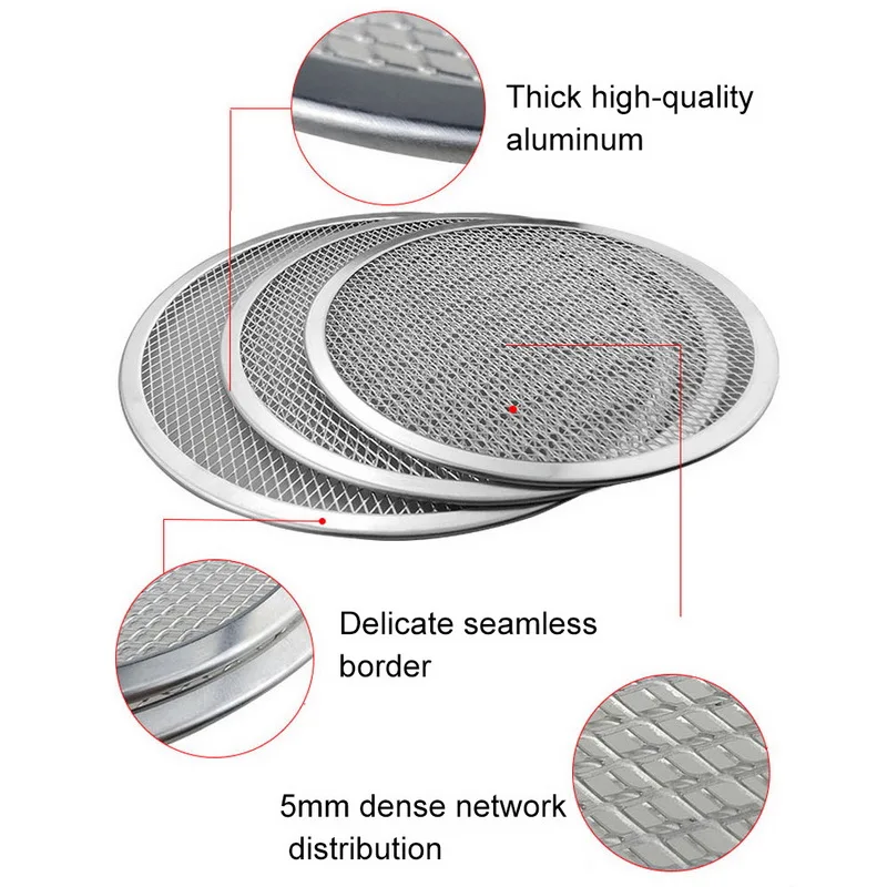 Бесшовные алюминиевые пиццы экран коммерческого класса Пан 6 17 дюймов Кухонные
