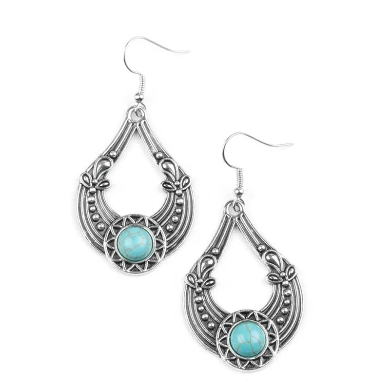 

Bohemian Turquoise Water Drop Earrings With Natural Stones Earring Hook For Women Gift