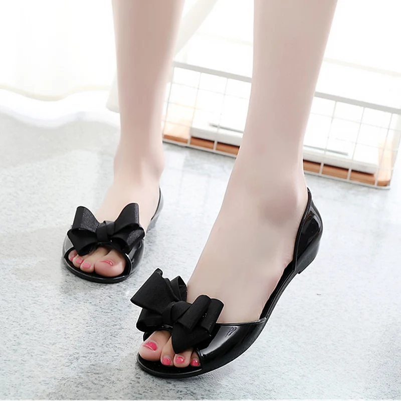 Модные женские сандалии с бантом летние пляжные открытым носком домашняя