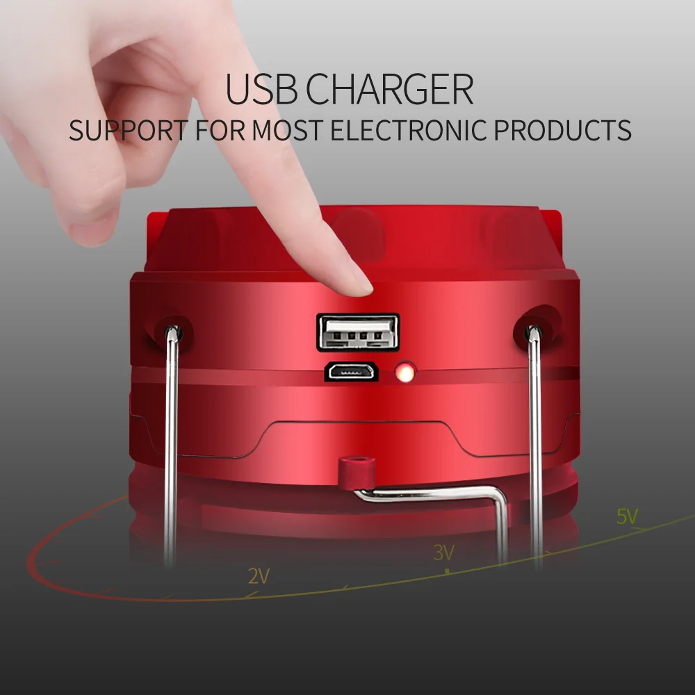 Светодиодный складной светильник на солнечной батарее с портативной лампой