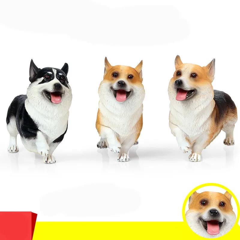 

6.5" Simulation Lovely Dog Statue Small Dog Decoration Holiday Gift PVC Action Figure Collectible Model Toy 16CM L26