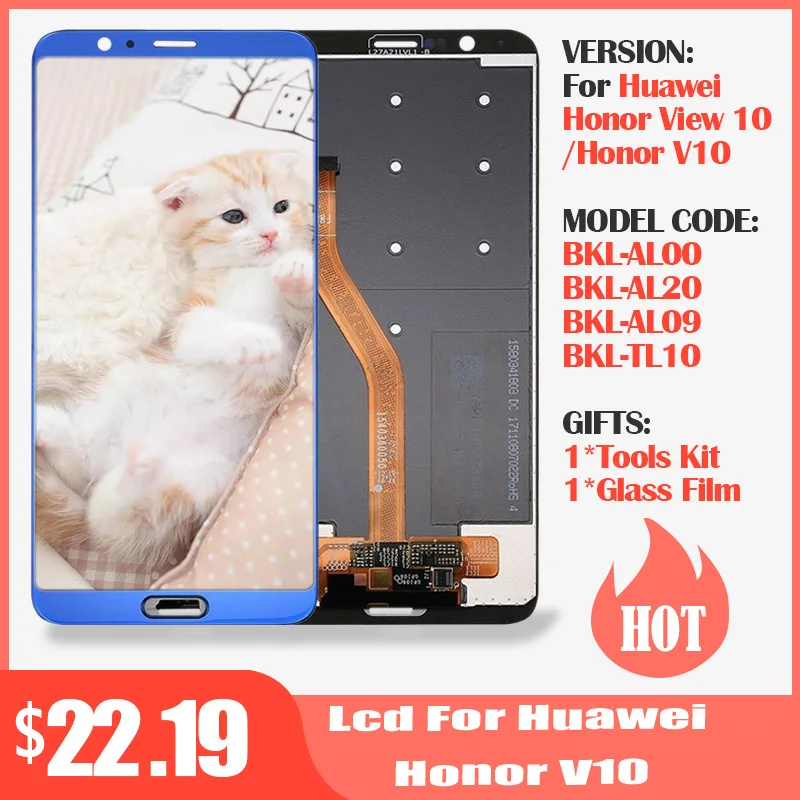 ЖК-дисплей для Huawei Honor V10 BKL-AL00 BKL-AL20 /Honor View 10 BKL-L09 + дигитайзер с сенсорным экраном в