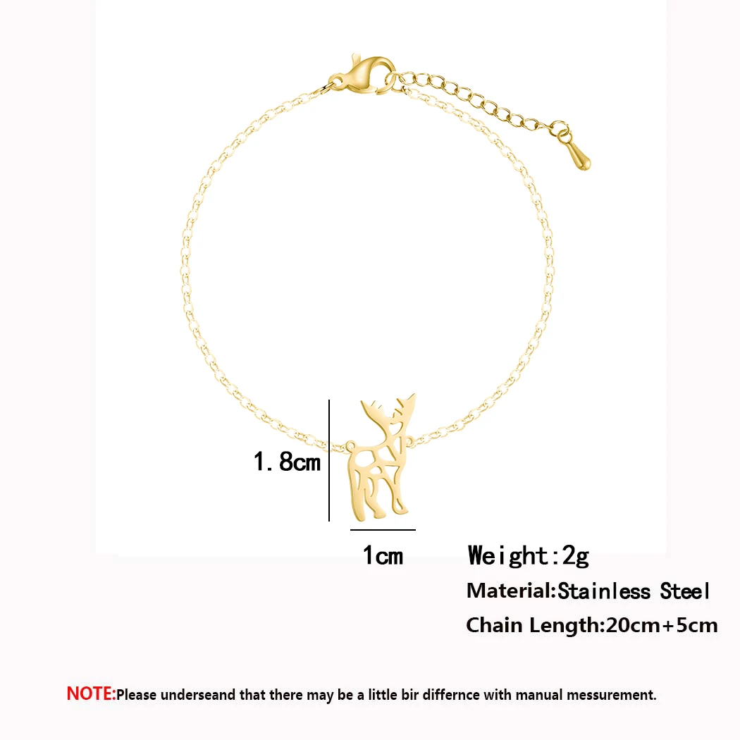 Женские полые браслеты Олень Kinitial милые с оригами браслет шармами для влюбленных