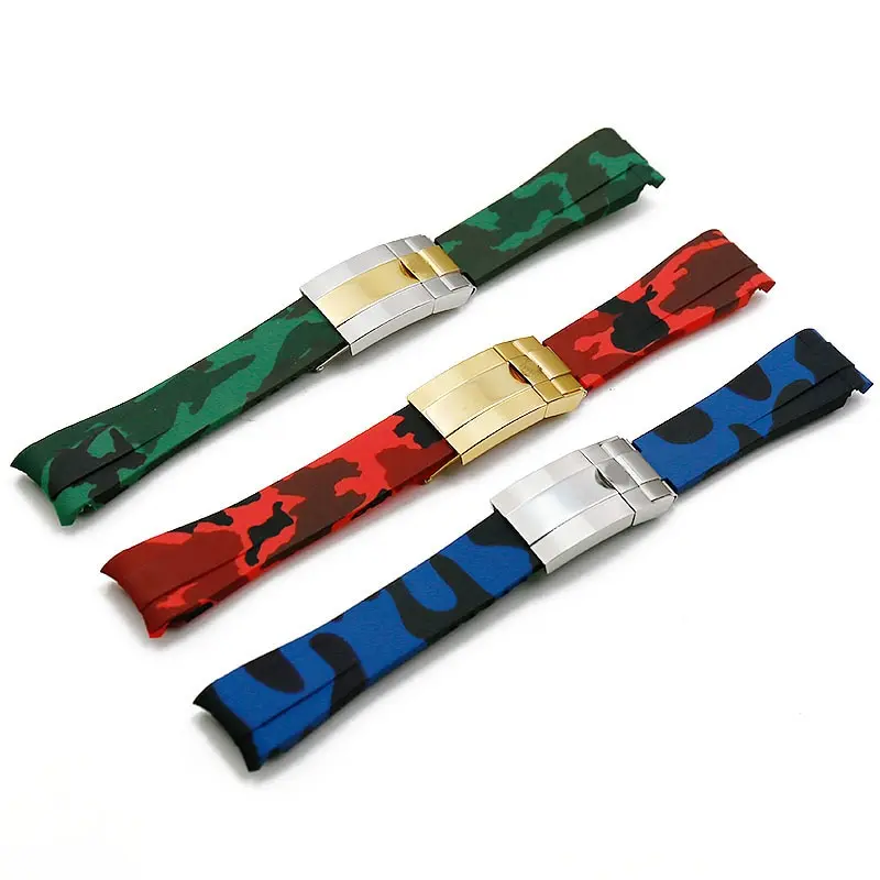 

Rubber strap men's camouflage watch accessories for Rolex water ghost GMT waterproof silicone strap female 20mm men watch band