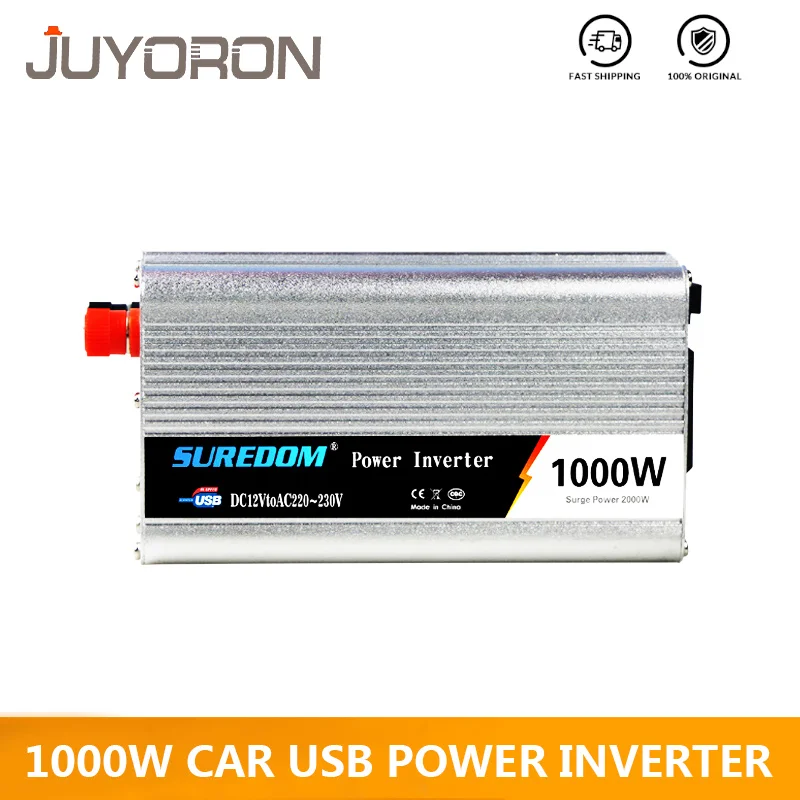 1000 Вт Инвертор с одним входом USB DC 12V 24V портативный автомобильный адаптер для