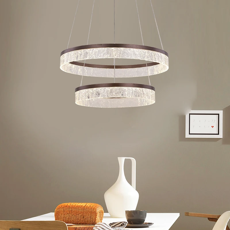 

New Living Room Remote Control Light Simple Modern Circle LED Creative Personality Acrylic Ring Hanging Lamps Home Decor Lights