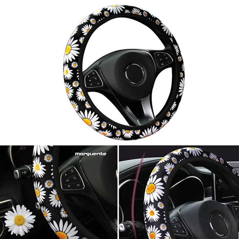 

Car Auto Flower Style Steering Wheel Cover Vehicle Universal Anti Slip Knitted Steering Handle Cover Car Styling Interior Parts