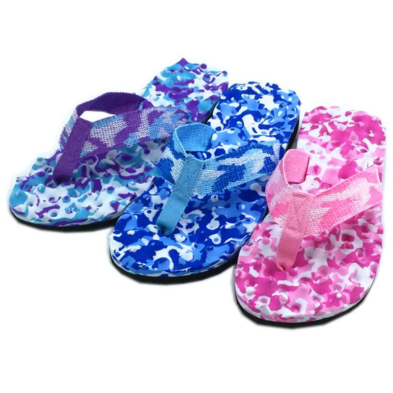 Шлепанцы женские камуфляжные массажные сандалии на плоской подошве удобные