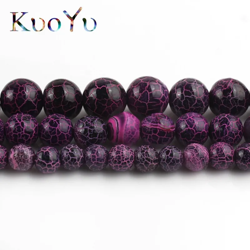 Натуральный камень Бусины фуксия трещины Мечта Огненный Агаты &quotвены дракона&quot