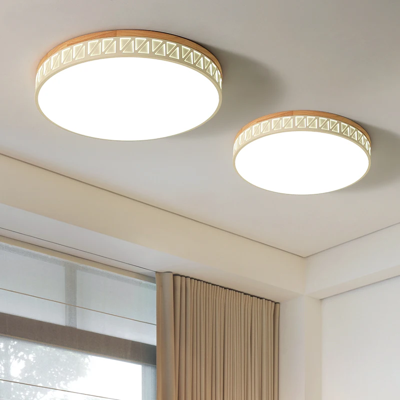 Круглый Деревянный потолочный светильник светодиодный тонкий 5 см для гостиной С