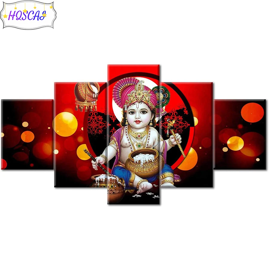 

5 шт. Религиозное искусство, Hinduism, Ganesha полное круговое сверло алмазная живопись Вышивка Стразы мозаика настенная Наклейка Декор