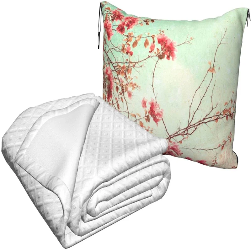 comprar Flores Rosa Do Vintage Viagem Travesseiro Cobertor Dois-em-um Mochila Cinta E Compacto Avião Saco Cintura Suporte 60x43 Polegadas